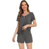 image:imageWiWi Pajamas Set for Women Short Sleeve Top and Shorts Pjs Set Viscose from Bamboo Ladies Summer Sleepwear SXXLBcharcoal