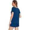 image:imageWiWi Pajamas Set for Women Short Sleeve Top and Shorts Pjs Set Viscose from Bamboo Ladies Summer Sleepwear SXXLBink Blue