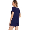 image:imageWiWi Pajamas Set for Women Short Sleeve Top and Shorts Pjs Set Viscose from Bamboo Ladies Summer Sleepwear SXXLBnavy