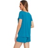 image:imageWiWi Pajamas Set for Women Short Sleeve Top and Shorts Pjs Set Viscose from Bamboo Ladies Summer Sleepwear SXXLBteal Blue