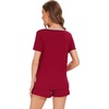 image:imageWiWi Pajamas Set for Women Short Sleeve Top and Shorts Pjs Set Viscose from Bamboo Ladies Summer Sleepwear SXXLBwine Red