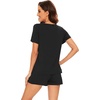 image:imageWiWi Pajamas Set for Women Short Sleeve Top and Shorts Pjs Set Viscose from Bamboo Ladies Summer Sleepwear SXXLCblack