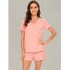 image:imageWiWi Pajamas Set for Women Short Sleeve Top and Shorts Pjs Set Viscose from Bamboo Ladies Summer Sleepwear SXXLCblush Pink
