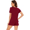 image:imageWiWi Pajamas Set for Women Short Sleeve Top and Shorts Pjs Set Viscose from Bamboo Ladies Summer Sleepwear SXXLCwine Red