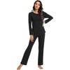 image:imageWiWi Pajamas Set for Women Super Soft Long Sleeve Pj Cooling Sleepwear Lounge Sets Loungewear Viscose from Bamboo SXXLAblack