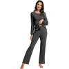 image:imageWiWi Pajamas Set for Women Super Soft Long Sleeve Pj Cooling Sleepwear Lounge Sets Loungewear Viscose from Bamboo SXXLAcharcoal Heather