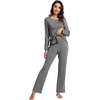 image:imageWiWi Pajamas Set for Women Super Soft Long Sleeve Pj Cooling Sleepwear Lounge Sets Loungewear Viscose from Bamboo SXXLAdark Heather Grey