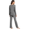 image:imageWiWi Pajamas Set for Women Super Soft Long Sleeve Pj Cooling Sleepwear Lounge Sets Loungewear Viscose from Bamboo SXXLAdark Heather Grey