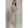 image:imageWiWi Pajamas Set for Women Super Soft Long Sleeve Pj Cooling Sleepwear Lounge Sets Loungewear Viscose from Bamboo SXXLAheather Grey