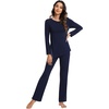 image:imageWiWi Pajamas Set for Women Super Soft Long Sleeve Pj Cooling Sleepwear Lounge Sets Loungewear Viscose from Bamboo SXXLAnavy