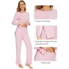 image:imageWiWi Pajamas Set for Women Super Soft Long Sleeve Pj Cooling Sleepwear Lounge Sets Loungewear Viscose from Bamboo SXXLApink