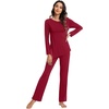image:imageWiWi Pajamas Set for Women Super Soft Long Sleeve Pj Cooling Sleepwear Lounge Sets Loungewear Viscose from Bamboo SXXLAwine Red
