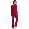 image:imageWiWi Pajamas Set for Women Super Soft Long Sleeve Pj Cooling Sleepwear Lounge Sets Loungewear Viscose from Bamboo SXXLAwine Red
