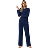image:imageWiWi Pajamas Set for Women Super Soft Long Sleeve Pj Cooling Sleepwear Lounge Sets Loungewear Viscose from Bamboo SXXLBnavy