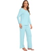 image:imageWiWi Pajamas Sets for Women Soft Long Sleeve Tops and Pants Sleepwear Ladies Pjs Viscose from Bamboo Pj SXXLAaqua Sky