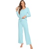image:imageWiWi Pajamas Sets for Women Soft Long Sleeve Tops and Pants Sleepwear Ladies Pjs Viscose from Bamboo Pj SXXLAaqua Sky