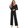image:imageWiWi Pajamas Sets for Women Soft Long Sleeve Tops and Pants Sleepwear Ladies Pjs Viscose from Bamboo Pj SXXLAblack