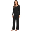 image:imageWiWi Pajamas Sets for Women Soft Long Sleeve Tops and Pants Sleepwear Ladies Pjs Viscose from Bamboo Pj SXXLAblack