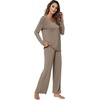 image:imageWiWi Pajamas Sets for Women Soft Long Sleeve Tops and Pants Sleepwear Ladies Pjs Viscose from Bamboo Pj SXXLAcamel