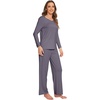 image:imageWiWi Pajamas Sets for Women Soft Long Sleeve Tops and Pants Sleepwear Ladies Pjs Viscose from Bamboo Pj SXXLAdark Grey