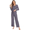 image:imageWiWi Pajamas Sets for Women Soft Long Sleeve Tops and Pants Sleepwear Ladies Pjs Viscose from Bamboo Pj SXXLAdark Grey