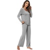 image:imageWiWi Pajamas Sets for Women Soft Long Sleeve Tops and Pants Sleepwear Ladies Pjs Viscose from Bamboo Pj SXXLAheather Grey
