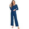 image:imageWiWi Pajamas Sets for Women Soft Long Sleeve Tops and Pants Sleepwear Ladies Pjs Viscose from Bamboo Pj SXXLAink Blue