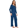 image:imageWiWi Pajamas Sets for Women Soft Long Sleeve Tops and Pants Sleepwear Ladies Pjs Viscose from Bamboo Pj SXXLAink Blue