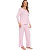 image:imageWiWi Pajamas Sets for Women Soft Long Sleeve Tops and Pants Sleepwear Ladies Pjs Viscose from Bamboo Pj SXXLApink