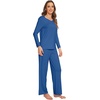 image:imageWiWi Pajamas Sets for Women Soft Long Sleeve Tops and Pants Sleepwear Ladies Pjs Viscose from Bamboo Pj SXXLAprussian Blue