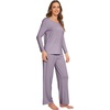 image:imageWiWi Pajamas Sets for Women Soft Long Sleeve Tops and Pants Sleepwear Ladies Pjs Viscose from Bamboo Pj SXXLAviolet