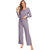 image:imageWiWi Pajamas Sets for Women Soft Long Sleeve Tops and Pants Sleepwear Ladies Pjs Viscose from Bamboo Pj SXXLAviolet