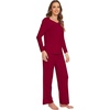 image:imageWiWi Pajamas Sets for Women Soft Long Sleeve Tops and Pants Sleepwear Ladies Pjs Viscose from Bamboo Pj SXXLAwine Red