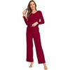 image:imageWiWi Pajamas Sets for Women Soft Long Sleeve Tops and Pants Sleepwear Ladies Pjs Viscose from Bamboo Pj SXXLAwine Red