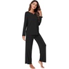 image:imageWiWi Pajamas Sets for Women Soft Long Sleeve Tops and Pants Sleepwear Ladies Pjs Viscose from Bamboo Pj SXXLBblack