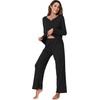 image:imageWiWi Pajamas Sets for Women Soft Long Sleeve Tops and Pants Sleepwear Ladies Pjs Viscose from Bamboo Pj SXXLBblack