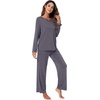 image:imageWiWi Pajamas Sets for Women Soft Long Sleeve Tops and Pants Sleepwear Ladies Pjs Viscose from Bamboo Pj SXXLBdark Grey