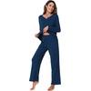 image:imageWiWi Pajamas Sets for Women Soft Long Sleeve Tops and Pants Sleepwear Ladies Pjs Viscose from Bamboo Pj SXXLBink Blue