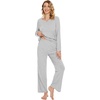 image:imageWiWi Pajamas Sets for Women Soft Long Sleeve Tops and Pants Sleepwear Ladies Pjs Viscose from Bamboo Pj SXXLBlight Heather Grey