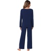 image:imageWiWi Pajamas Sets for Women Soft Long Sleeve Tops and Pants Sleepwear Ladies Pjs Viscose from Bamboo Pj SXXLBnavy