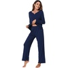 image:imageWiWi Pajamas Sets for Women Soft Long Sleeve Tops and Pants Sleepwear Ladies Pjs Viscose from Bamboo Pj SXXLBnavy