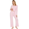 image:imageWiWi Pajamas Sets for Women Soft Long Sleeve Tops and Pants Sleepwear Ladies Pjs Viscose from Bamboo Pj SXXLBpink