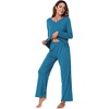 image:imageWiWi Pajamas Sets for Women Soft Long Sleeve Tops and Pants Sleepwear Ladies Pjs Viscose from Bamboo Pj SXXLBteal Blue