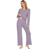 image:imageWiWi Pajamas Sets for Women Soft Long Sleeve Tops and Pants Sleepwear Ladies Pjs Viscose from Bamboo Pj SXXLBviolet