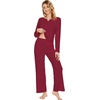 image:imageWiWi Pajamas Sets for Women Soft Long Sleeve Tops and Pants Sleepwear Ladies Pjs Viscose from Bamboo Pj SXXLBwine Red