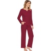 image:imageWiWi Pajamas Sets for Women Soft Long Sleeve Tops and Pants Sleepwear Ladies Pjs Viscose from Bamboo Pj SXXLBwine Red