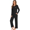 image:imageWiWi Pajamas Sets for Women Soft Long Sleeve Tops and Pants Sleepwear Ladies Pjs Viscose from Bamboo Pj SXXLCblack