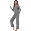 image:imageWiWi Pajamas Sets for Women Soft Long Sleeve Tops and Pants Sleepwear Ladies Pjs Viscose from Bamboo Pj SXXLCdark Heather Grey