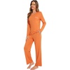 image:imageWiWi Pajamas Sets for Women Soft Long Sleeve Tops and Pants Sleepwear Ladies Pjs Viscose from Bamboo Pj SXXLCorange