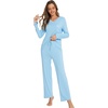 image:imageWiWi Pajamas Sets for Women Soft Long Sleeve Tops and Pants Sleepwear Ladies Pjs Viscose from Bamboo Pj SXXLCpale Blue